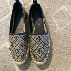 Tory Burch Blue and Beige Espadrilles
